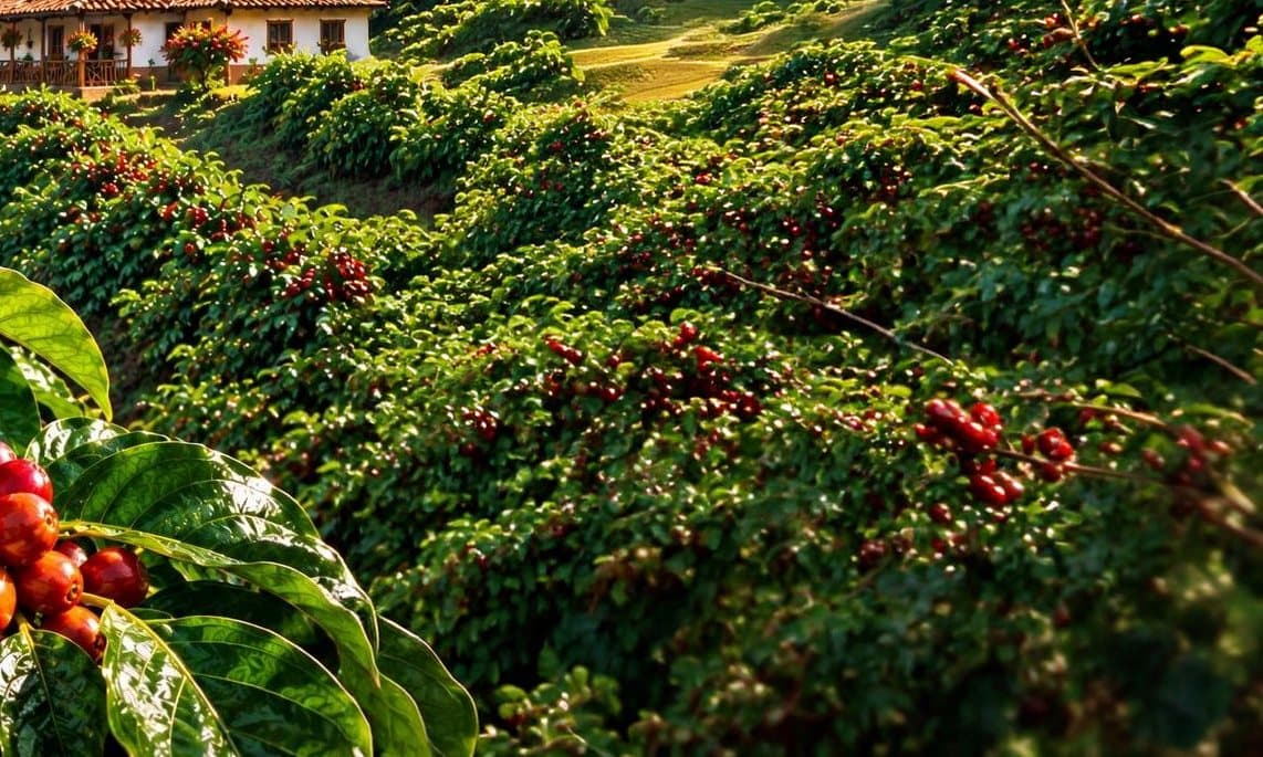 Coffee farm on a Colombian hillside