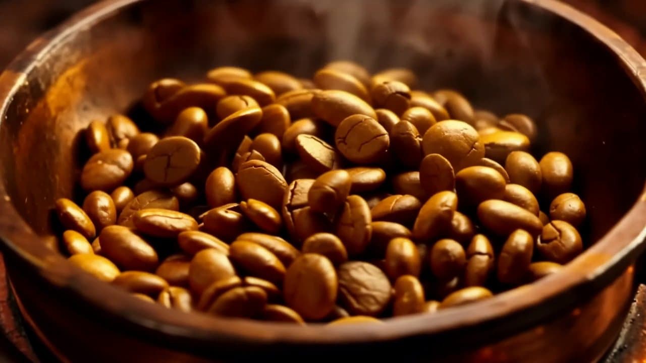 Freshly roasted coffee beans